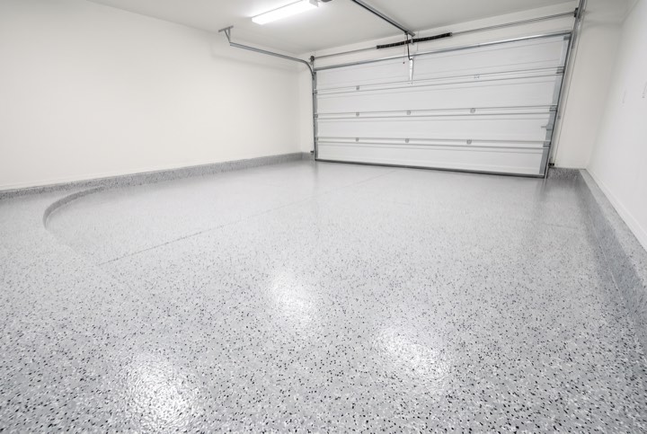 Illustration of a glossy flake epoxy garage floor